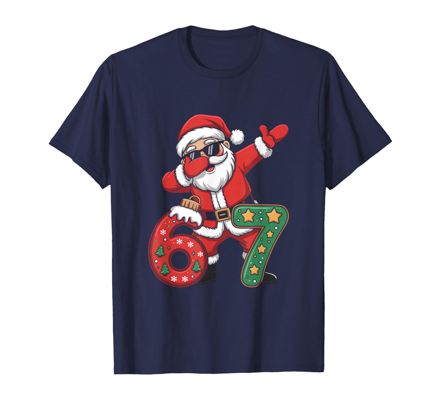 Funny Six Seven 6 7 Meme Santa Dab Christmas Dabbing T-Shirt