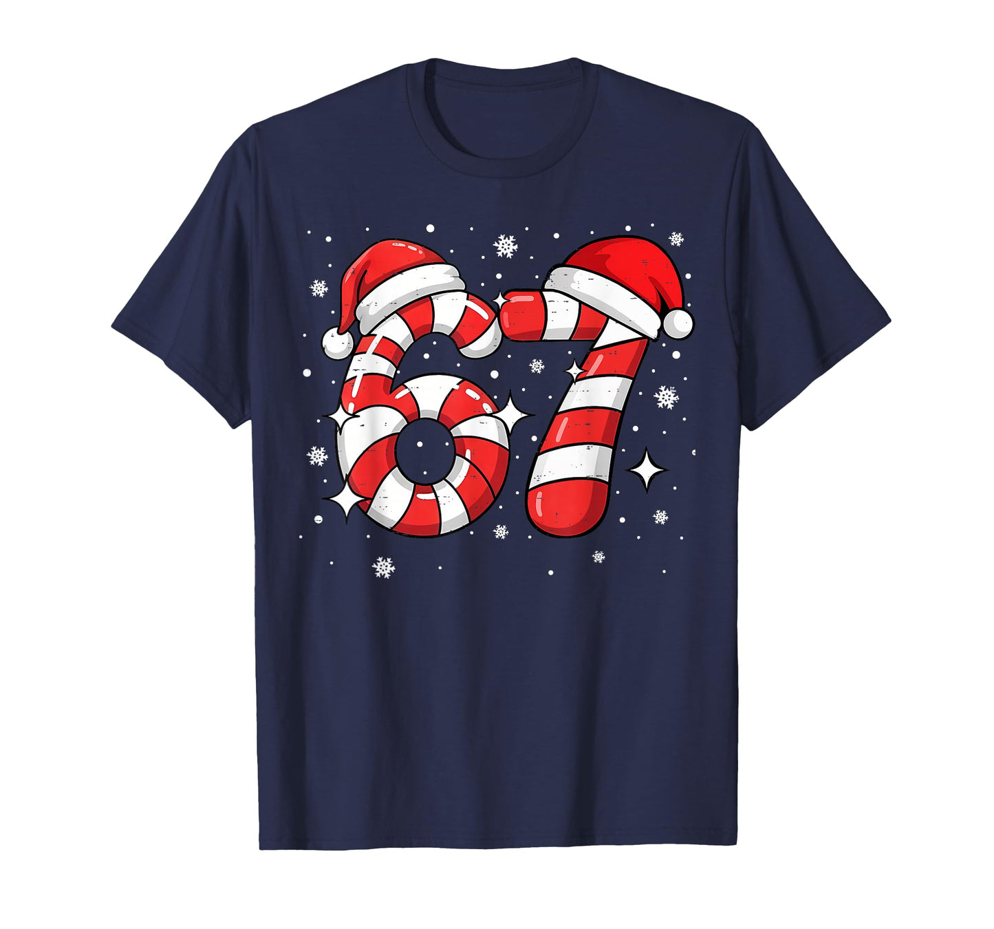 67 Meme Six Seven Candy Cane Christmas Boys Girls Kids T-Shirt