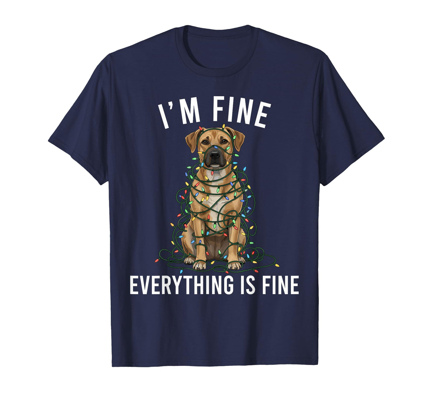 Black Mouth Cur Christmas I'm Fine Everything is Fine T-Shirt