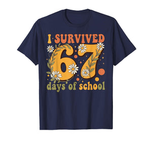 I Survived 67 Days of School Teachers Students Retro T-Shirt