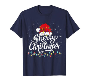 Merry Christmas Lights Santa Hat Xmas Family Matching Pajama T-Shirt