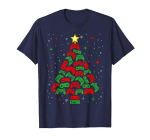 Merry Christmas Gaming Controllers Xmas Tree Gamers Boys Men T-Shirt