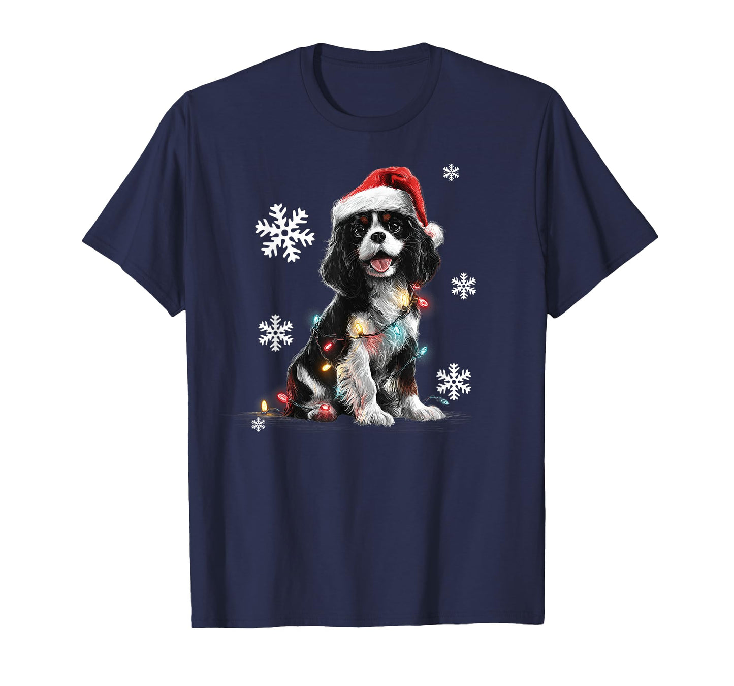 Cute Cavalier King Charles Spaniel Christmas Lights Xmas Dog T-Shirt