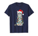 Tabby Cat Christmas Tree Cute Santa Hat Lover T-Shirt