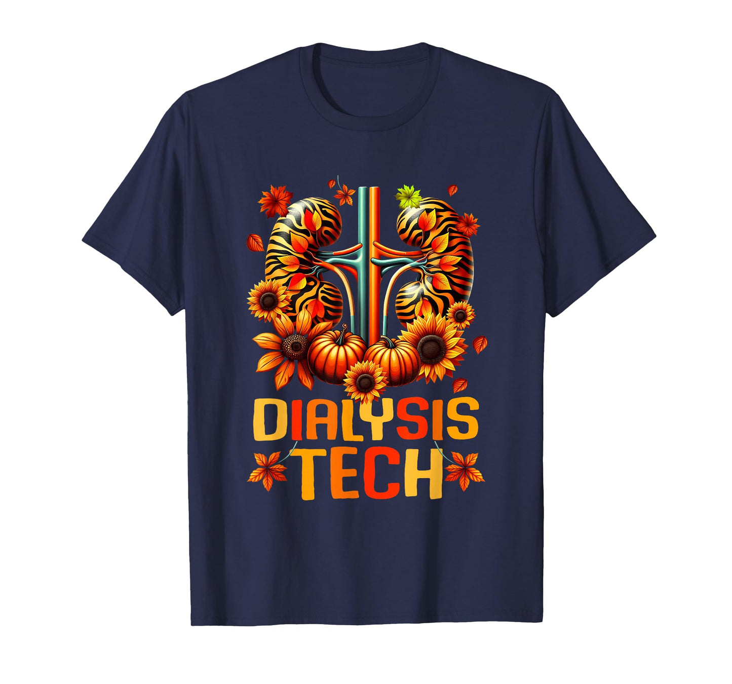 Dialysis Tech Kidney Nephrology Nurse Fall Leaf Thanksgiving T-Shirt
