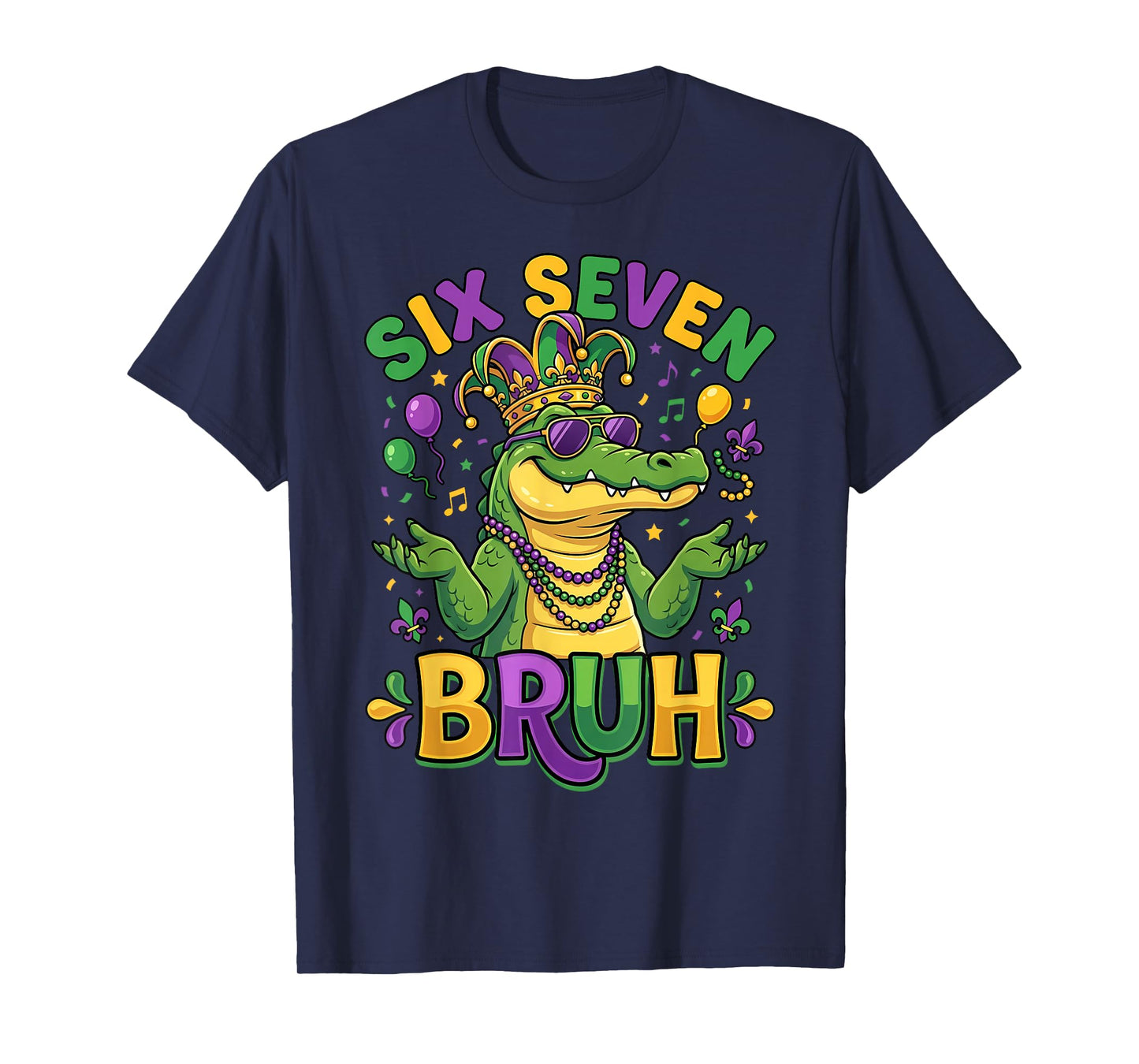 Bruh 67 Mardi Gras Alligator Six Seven Boys Girls Kids T-Shirt