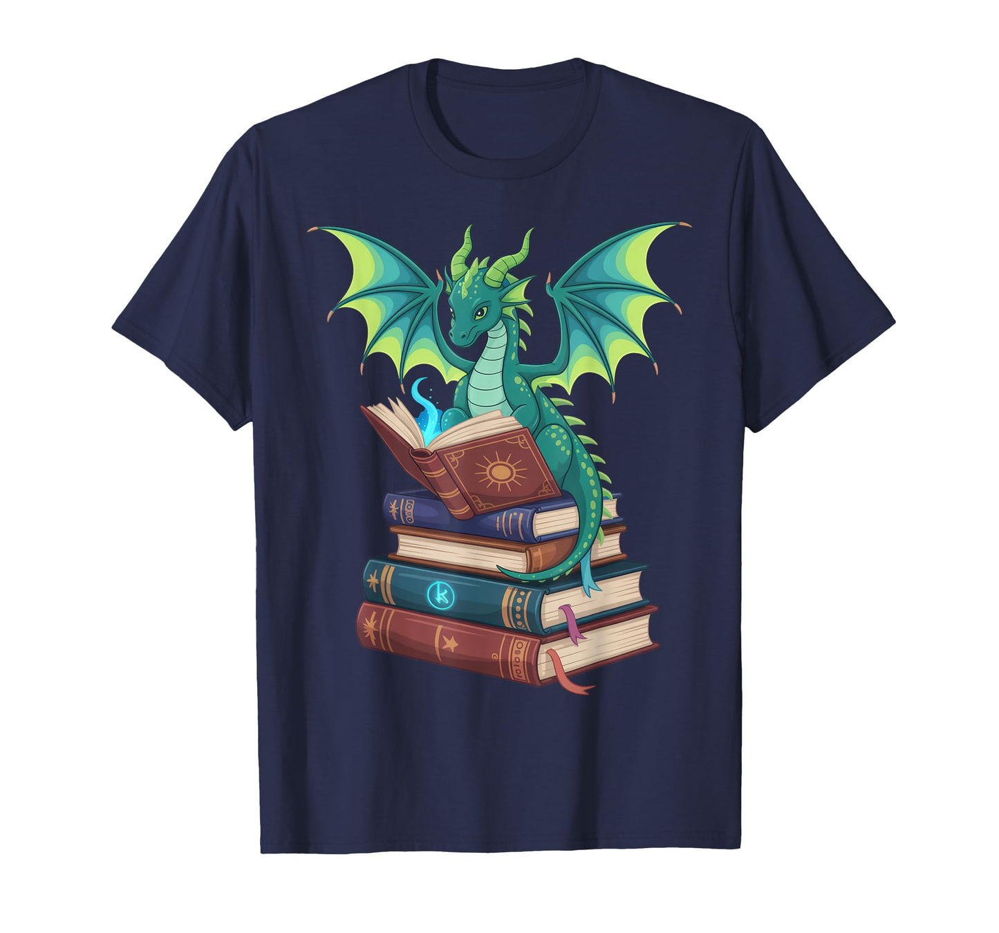 Dragon Reading Books Fantasy Lovers Mythical Creatures T-Shirt