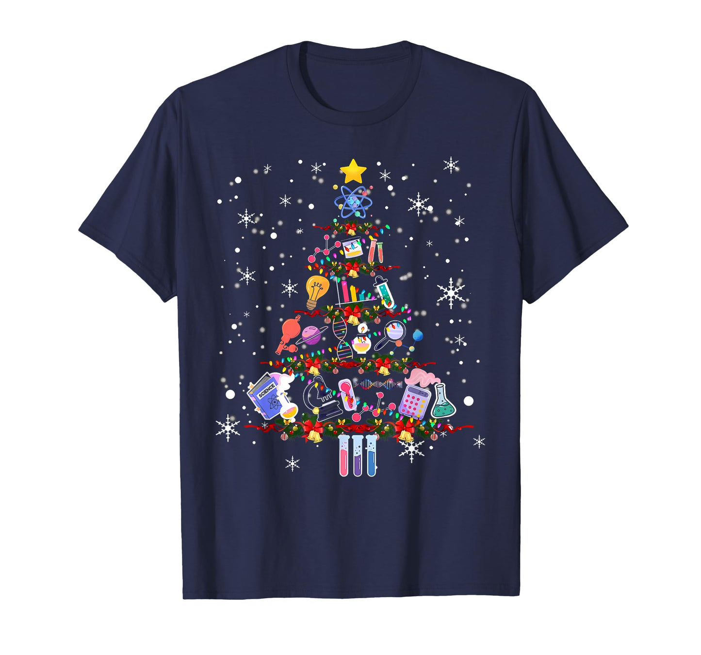 Science Christmas Lights Scientist Chemistry Lab Tech Xmas T-Shirt