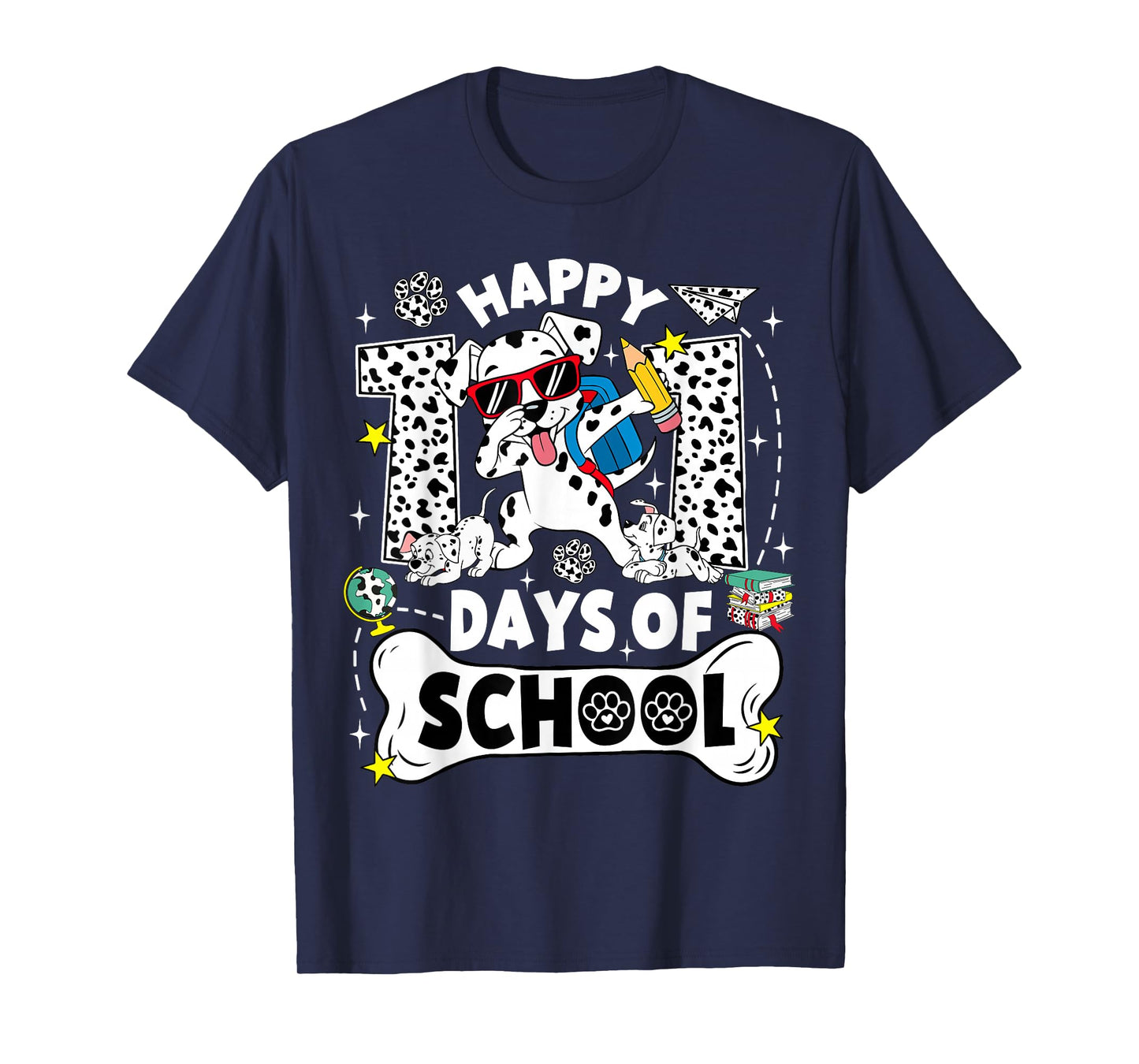 Happy 100 Days of School Dabbing Dalmatian Dog 100 Days Kids T-Shirt