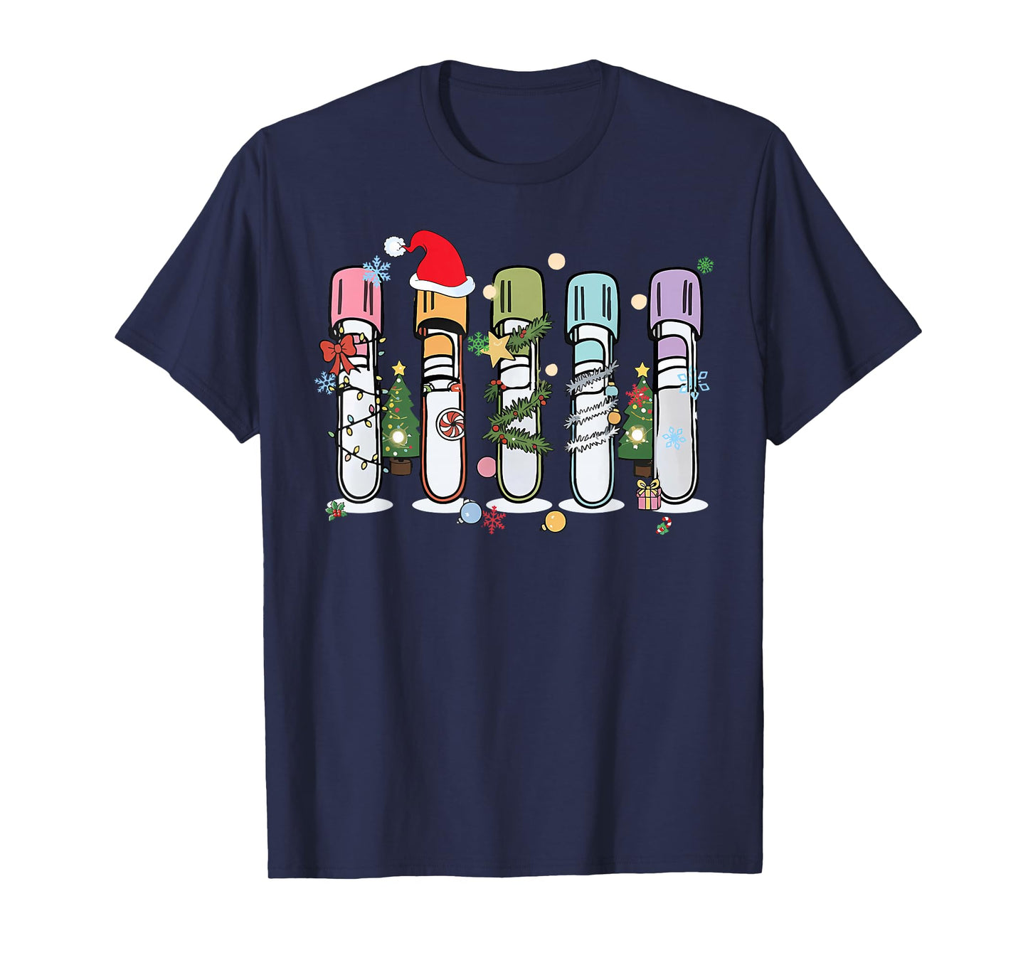 Blood Tube Christmas Phlebotomy Tech Laboratory Science Tech T-Shirt