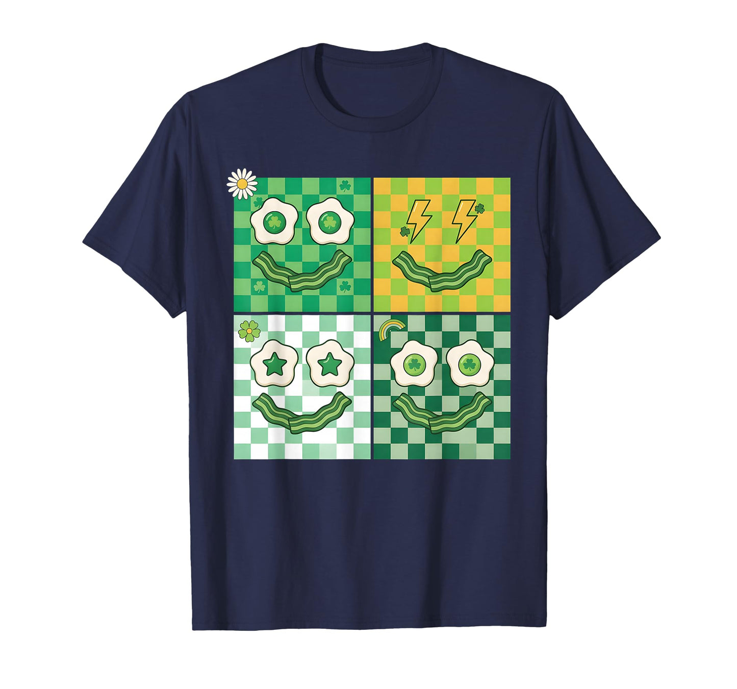 Retro Green Face Eggs and Bacon Ham Breakfast St Patricks T-Shirt