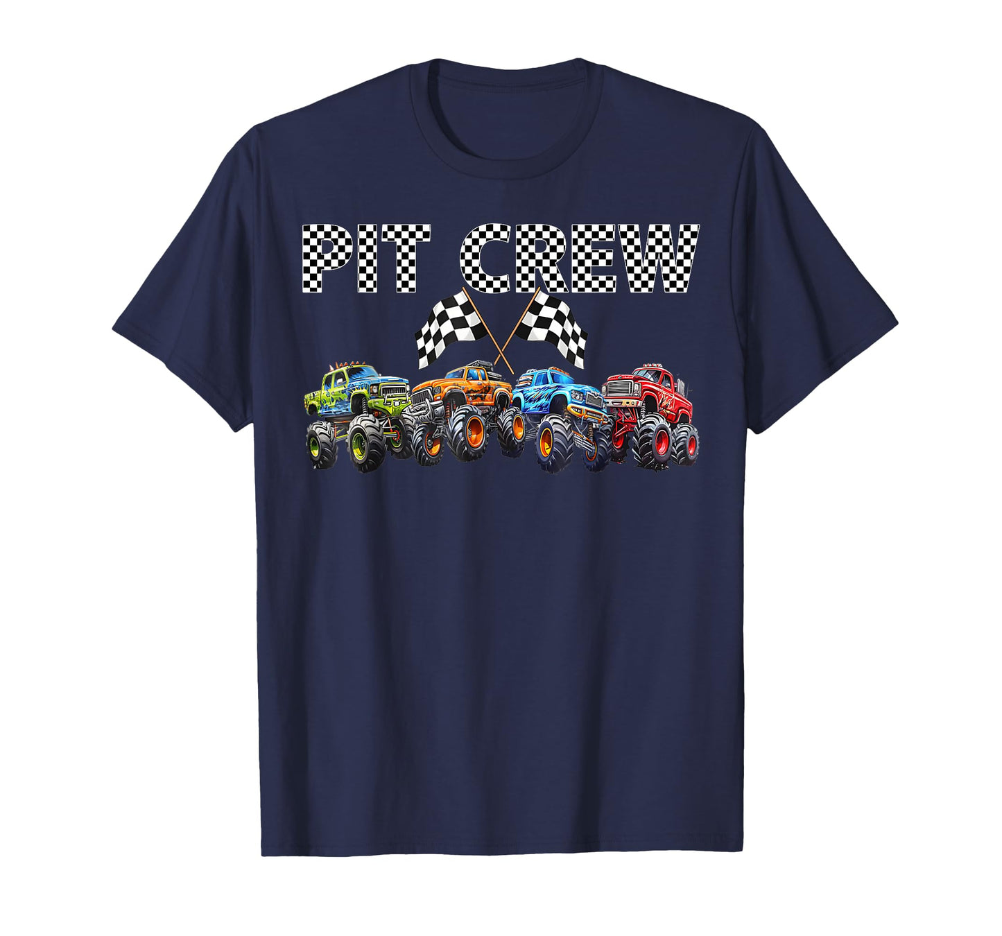 Monster Truck Birthday Boy Pit Crew Family Matching Party T-Shirt