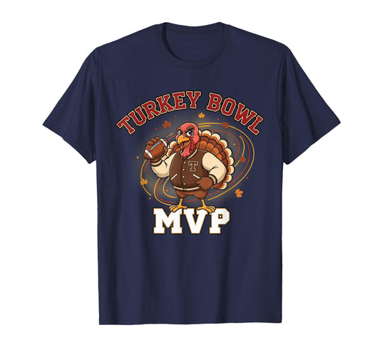 Turkey Bowl MVP Funny Thanksgiving Football Player Tee T-Shirt