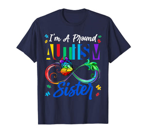 I'm A Proud Autism Sister Butterflies Autism Awareness Women T-Shirt