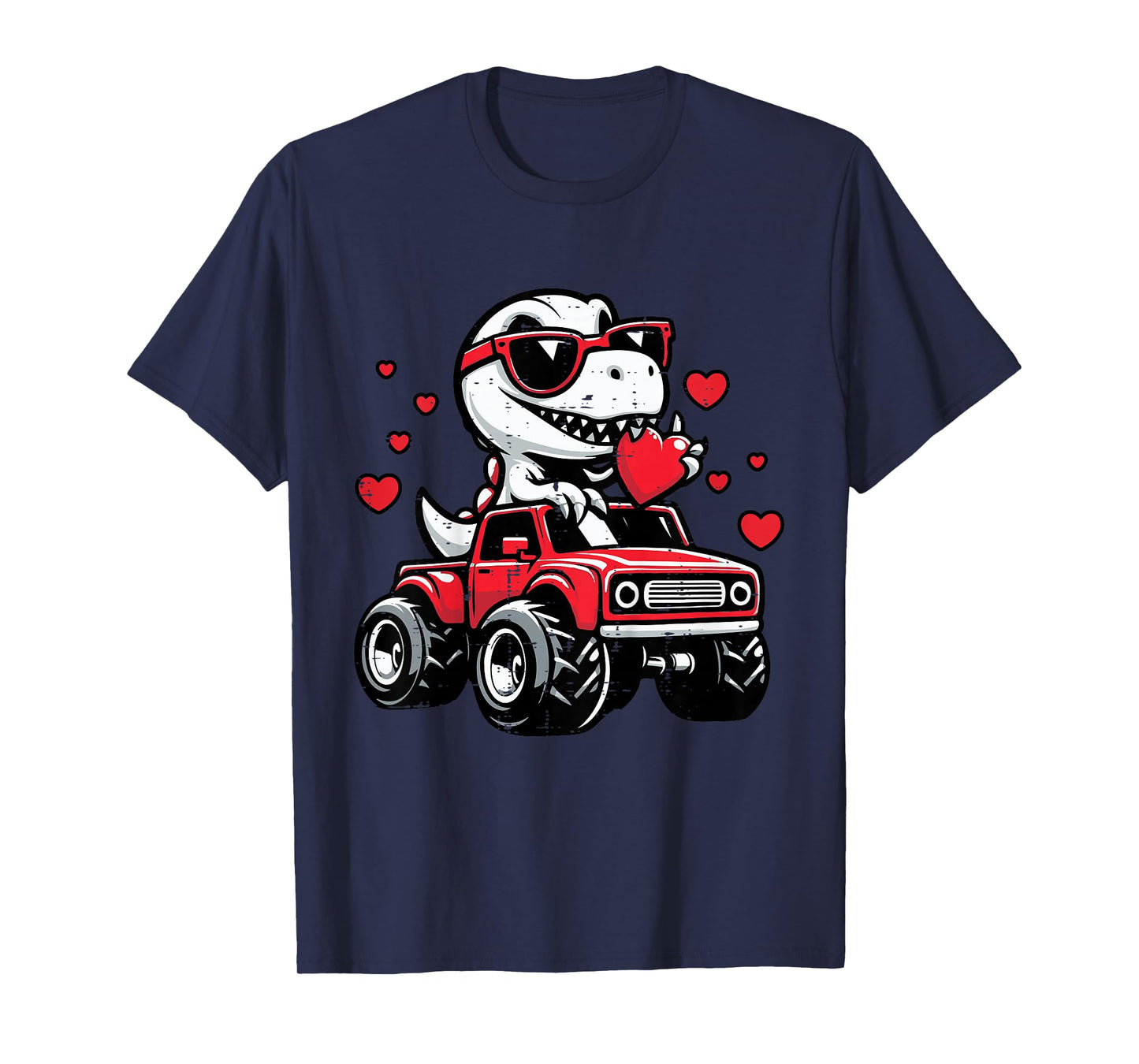 Kids Valentines Day Dino Truck Trex Valentine Toddler Boys Kids T-Shirt