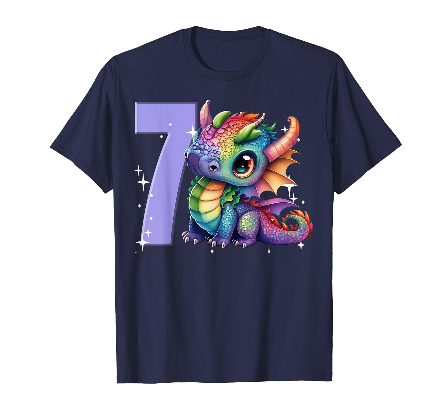 7th Birthday Girl Dragon Rainbow Party Girls 7 Seven T-Shirt