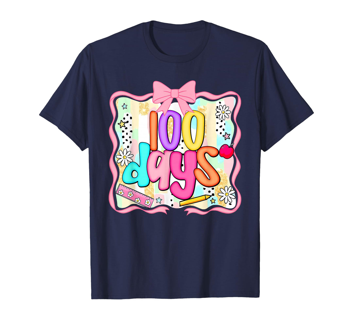 Retro 100 Days of School Happy 100th Day of School Girl Kids T-Shirt