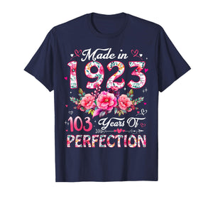 103 Year Old Made in 1923 Floral 103rd Birthday Women T-Shirt