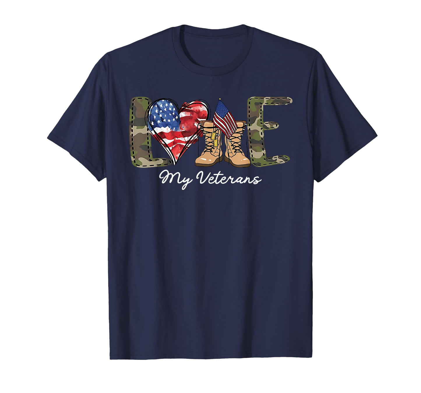 Love My Veterans Day Proud Military American Flag T-Shirt