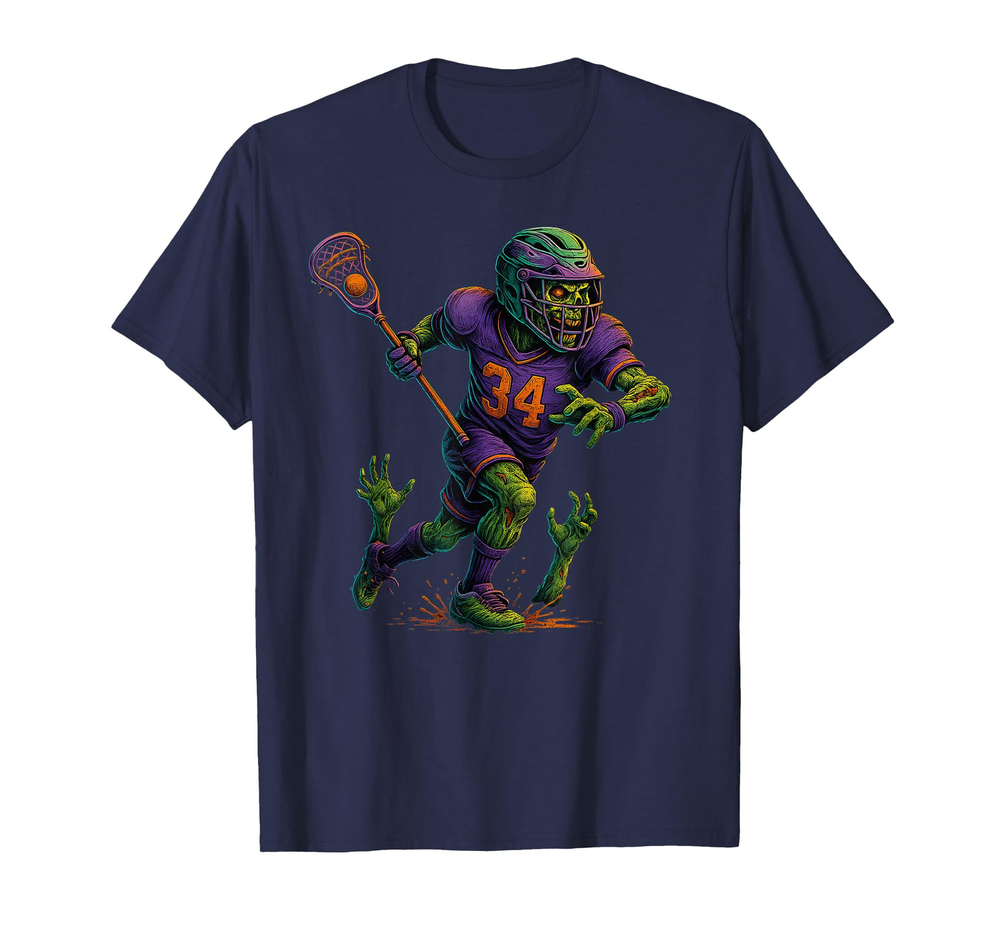 Zombie Halloween Lacrosse Player Design T-Shirt