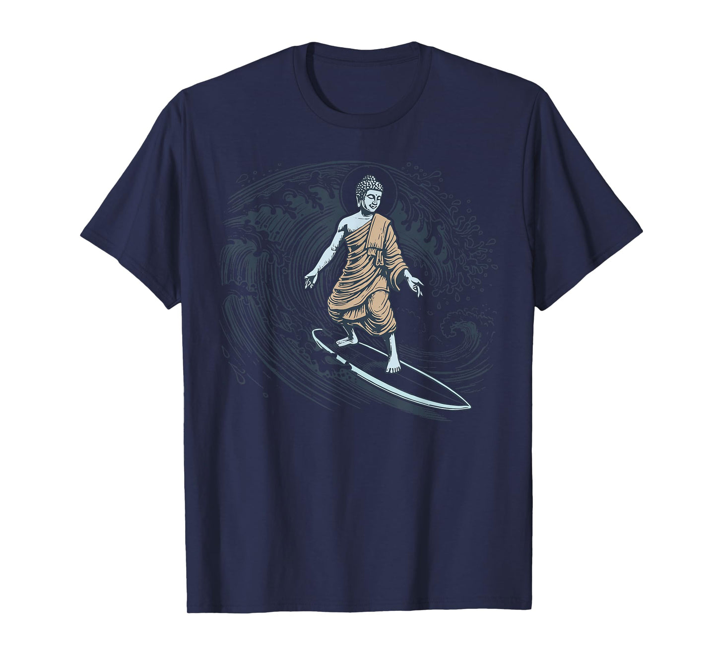 Buddha Surfing Spiritual Hindu Meditation Aloha Hawaii Beach T-Shirt