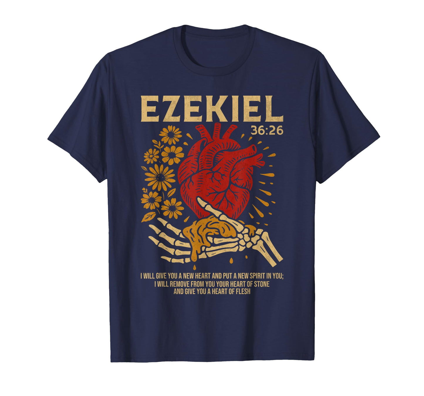 Vintage Ezekiel 36-26 Heart of Flesh Bible Verse Christian T-Shirt