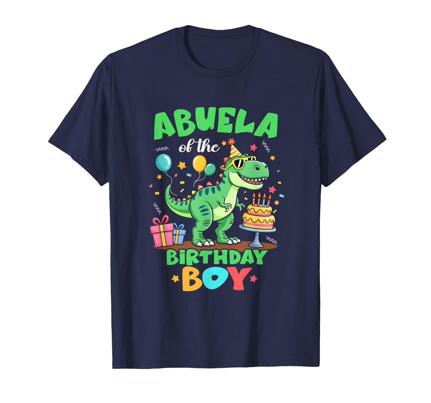 Abuela of The Birthday Boy T Rex Dinosaur Family Party T-Shirt