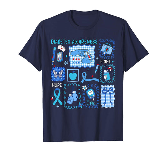 Preppy Diabetes Awareness in November We Wear Blue Men Women T-Shirt