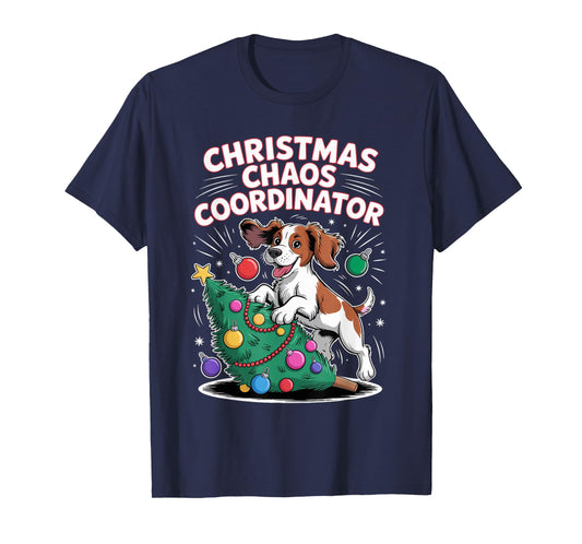 Christmas Chaos Coordinator Xmas Dog Puppy Funny Brittany T-Shirt