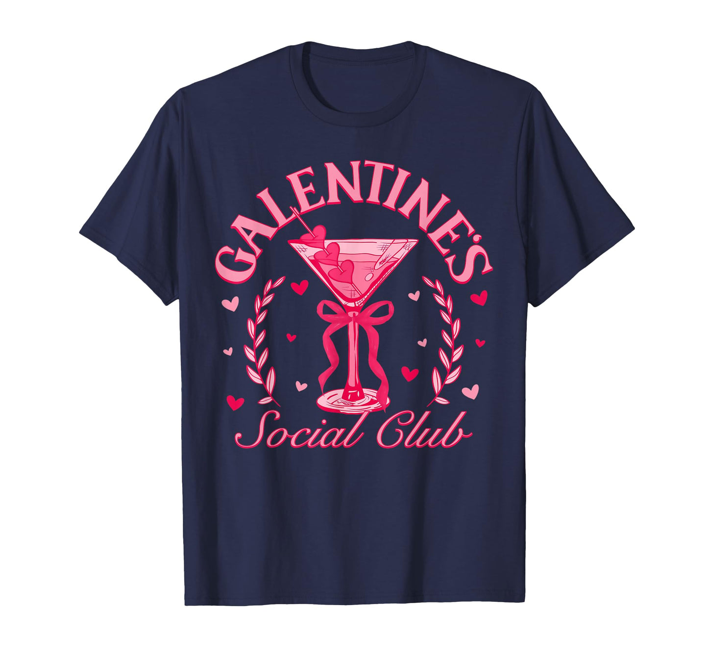 Galentine's Social Club Pink Coquette Martini Bow Valentine T-Shirt