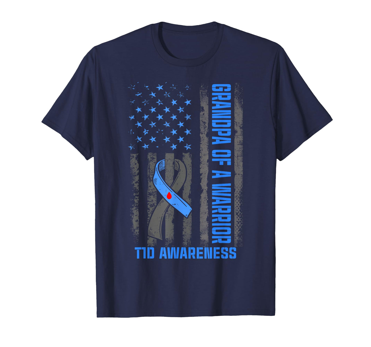 Type 1 Diabetes Awareness T1D Grandpa of Warrior Diabetic T-Shirt