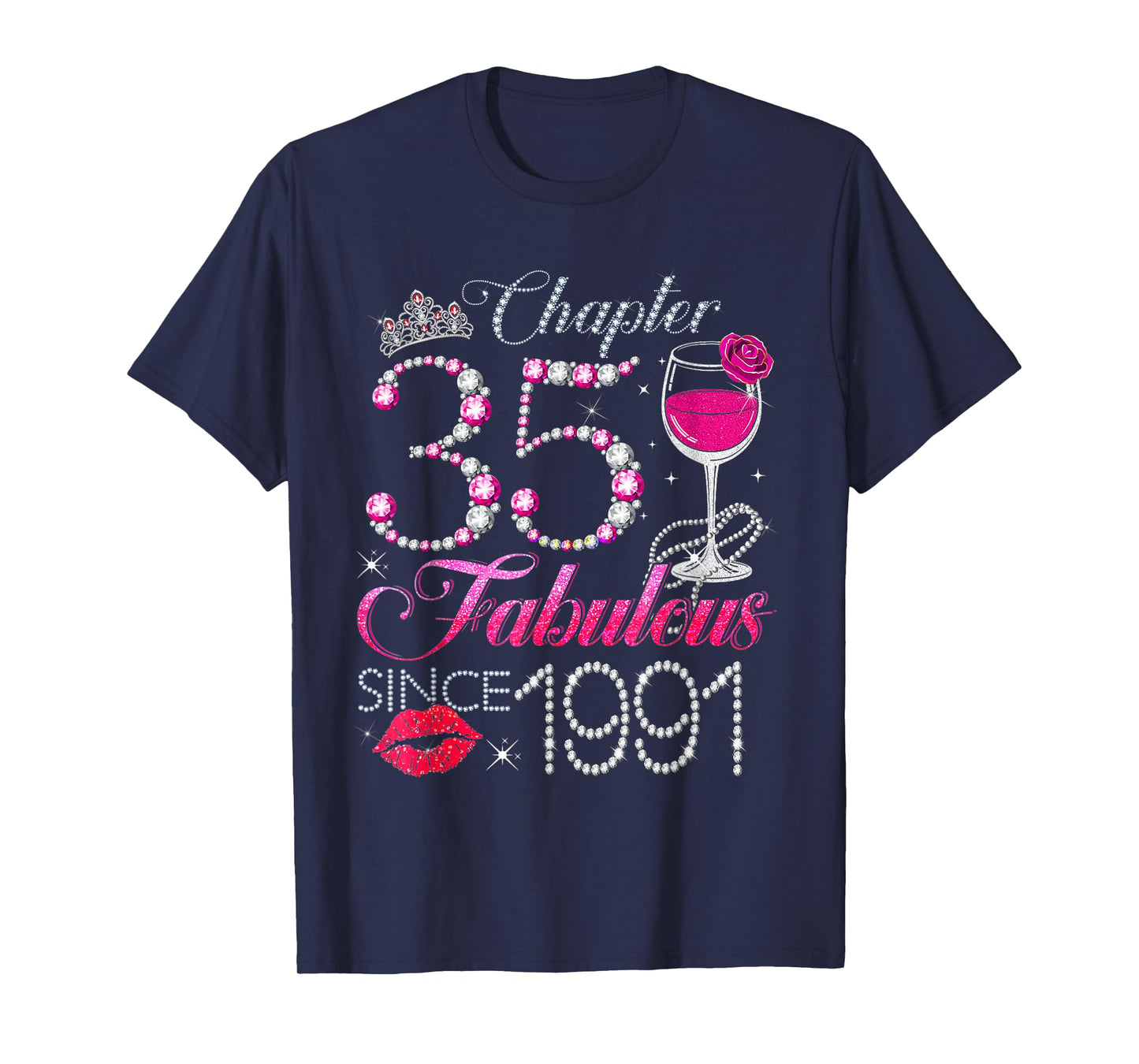 Chapter 35 Fabulous Since 1991 35th Birthday Queen Diamond T-Shirt