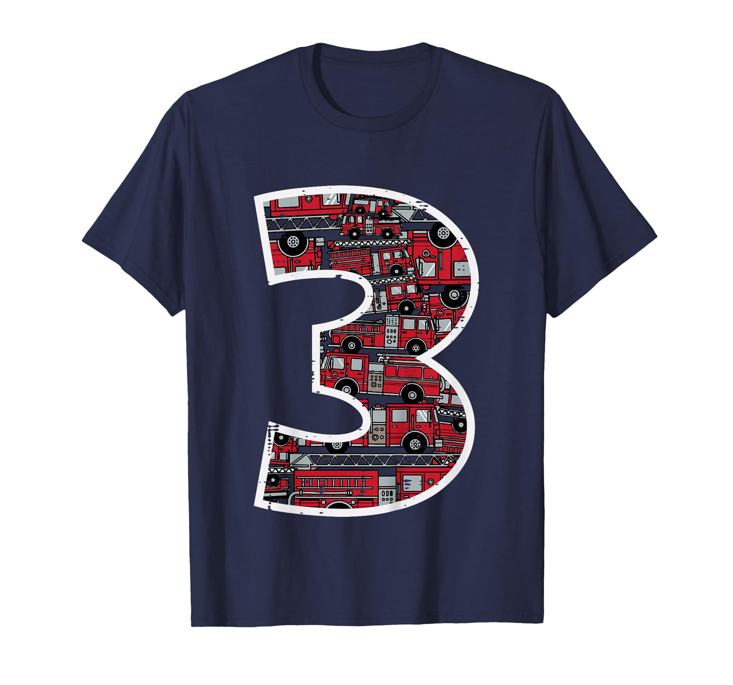 Kids 3rd Birthday 3 Firetrucks Firefighter Fireman Bday Boys Kids T-Shirt