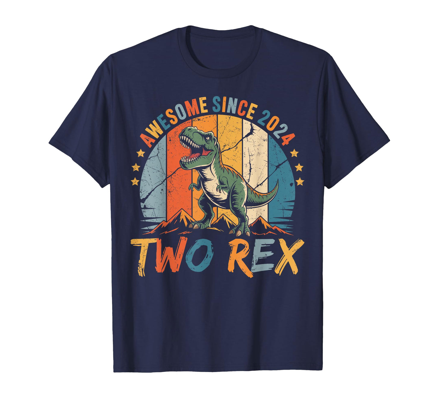 Two Rex 2nd Birthday Second Dinosaur 2 Year Old Boys Kids T-Shirt