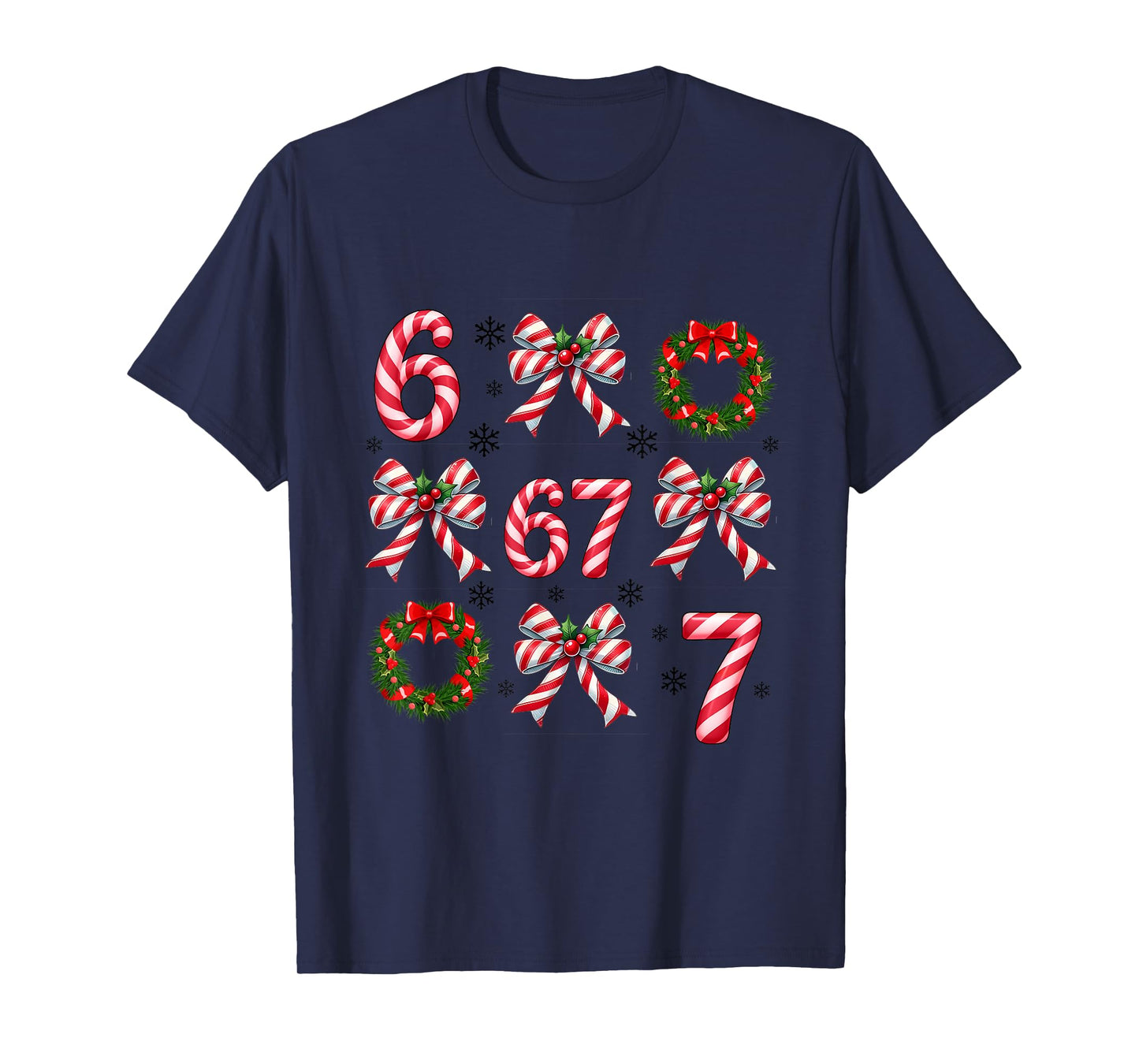 Coquette Bows Candy Cane 67 Meme Slang Christmas Decorations T-Shirt