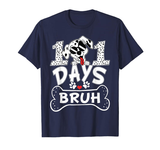 Bruh 100 Days of School Dalmatian Dog Boys Kids 100th Days T-Shirt