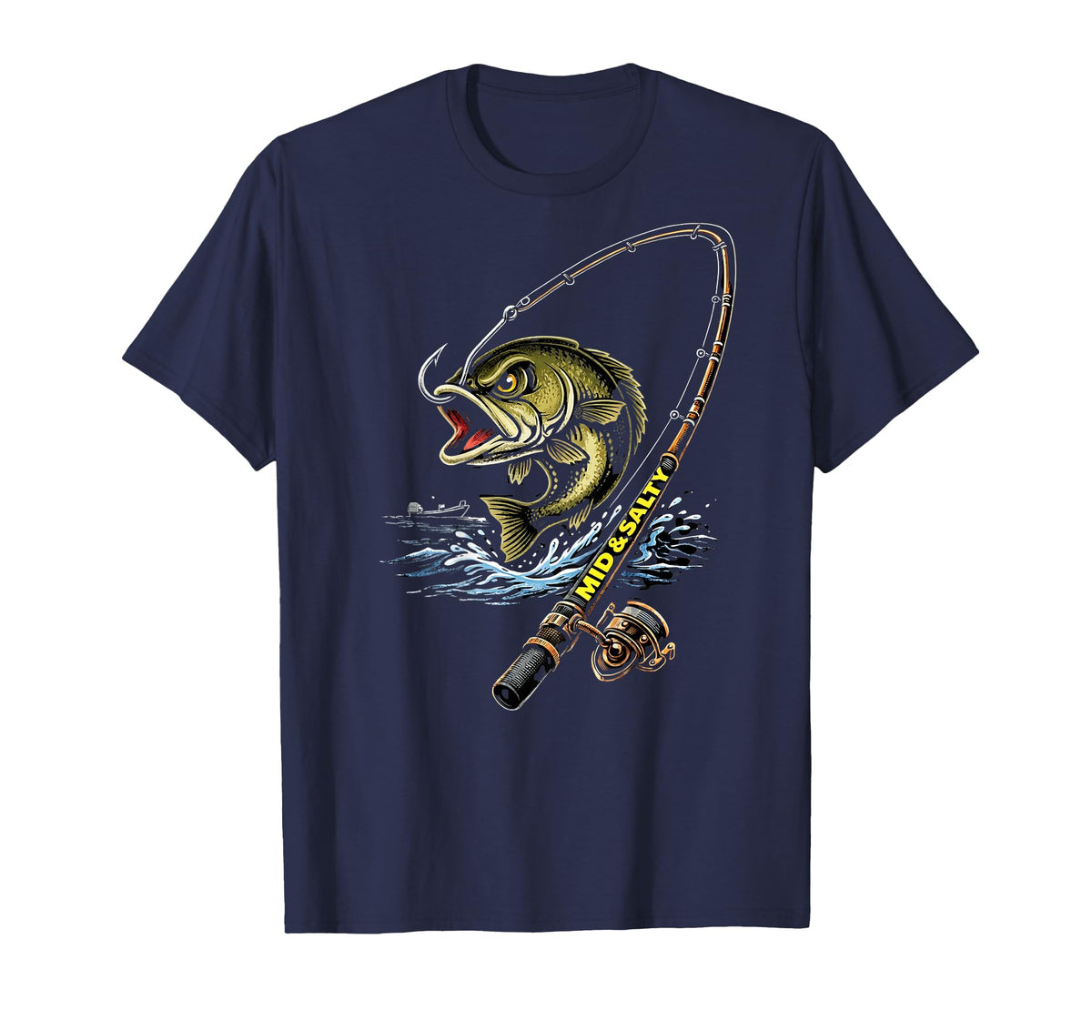 Mid & Salty Angry Bass Fishing Color T-Shirt