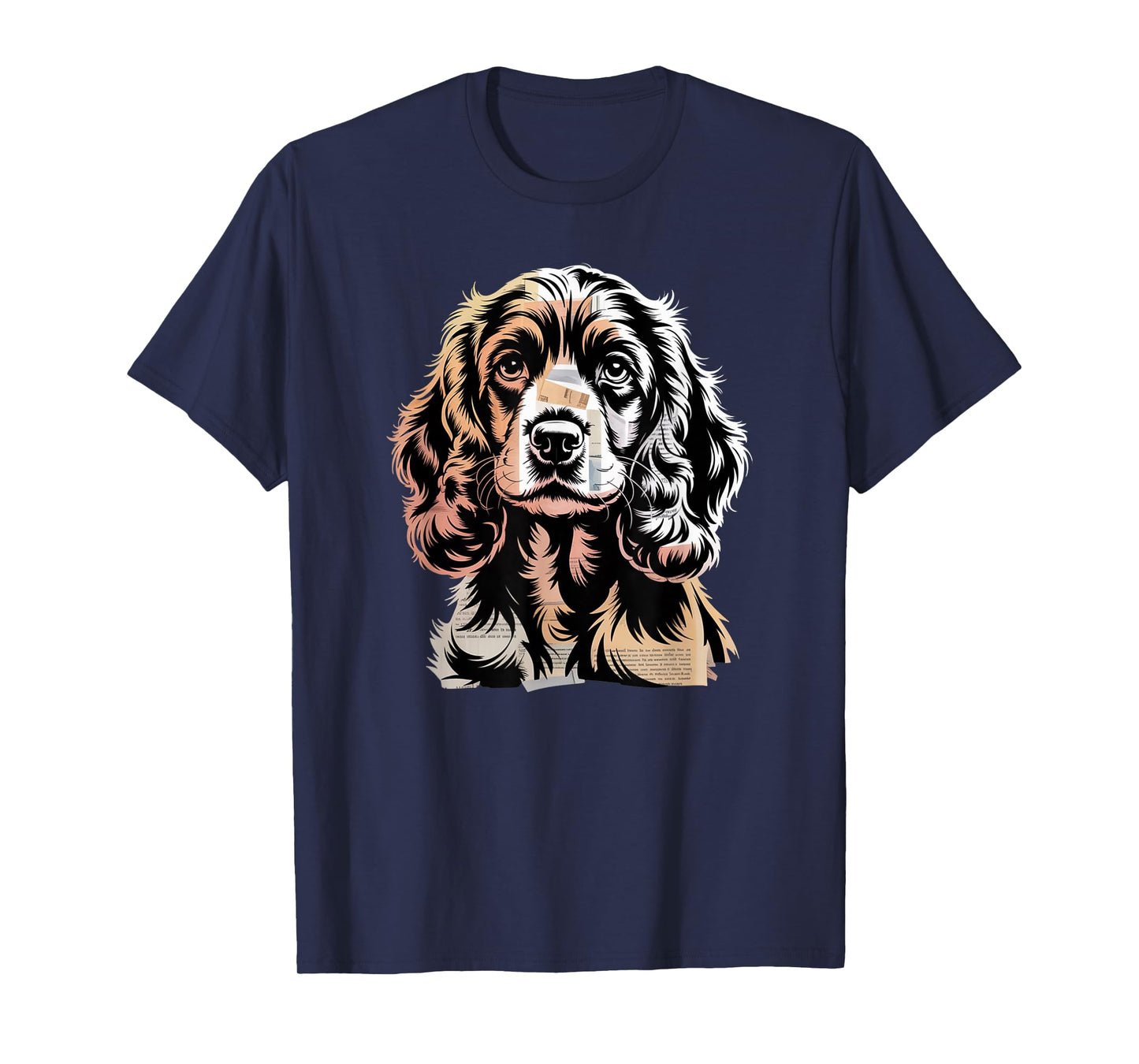 Newspaper Art English Cocker Spaniel T-Shirt