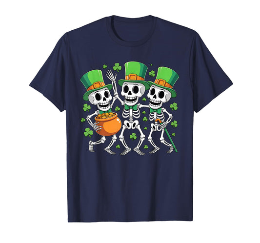 Skeleton Leperchaun Funny Skeleton Dancing St Patricks Day T-Shirt