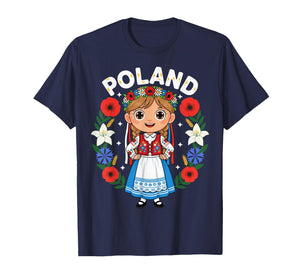 Poland Polish Girl Traditional Dress Flowers Heritage T-Shirt