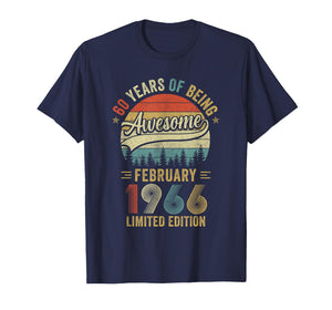 Vintage February 1966 Old 60Th Birthday Men Women T-Shirt