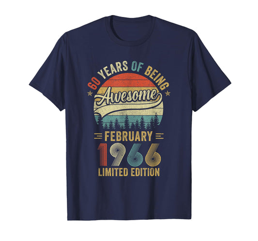 Vintage February 1966 Old 60Th Birthday Men Women T-Shirt