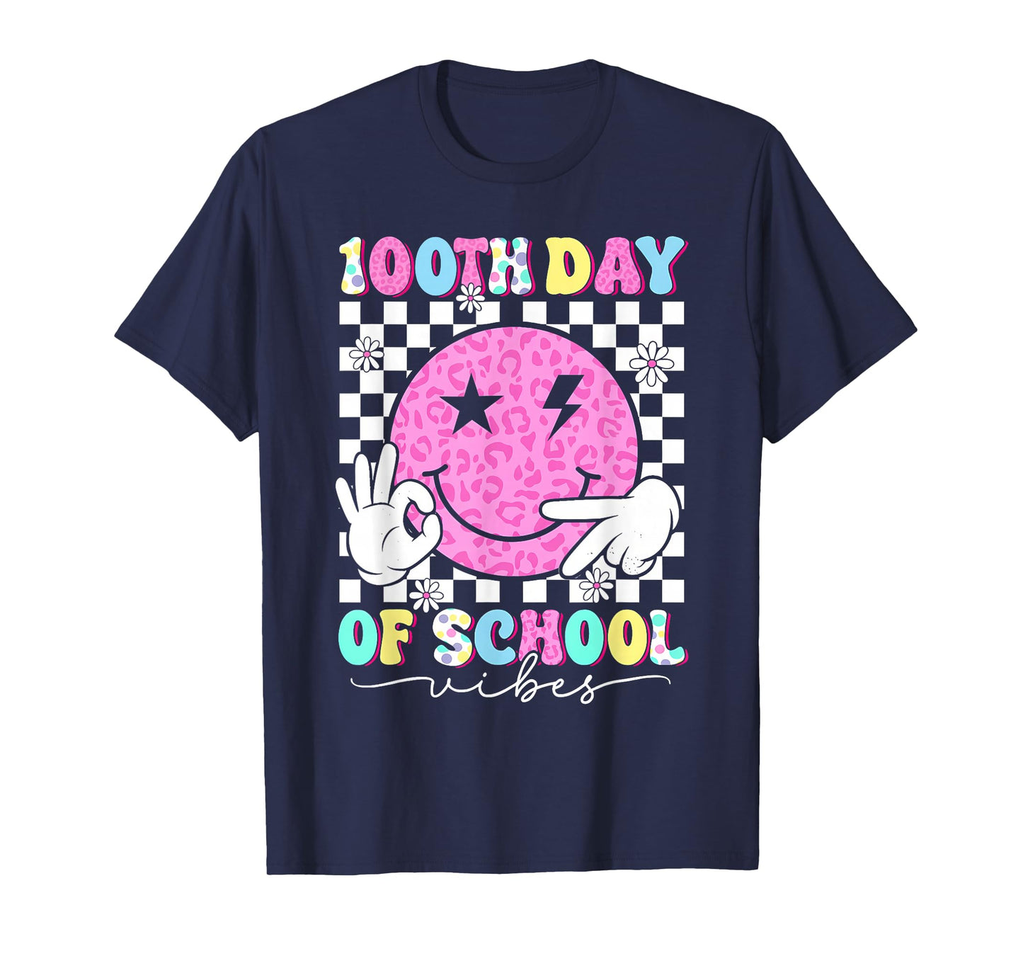 100th Day of School Vibes Cute Smile Face 100 Days of School T-Shirt