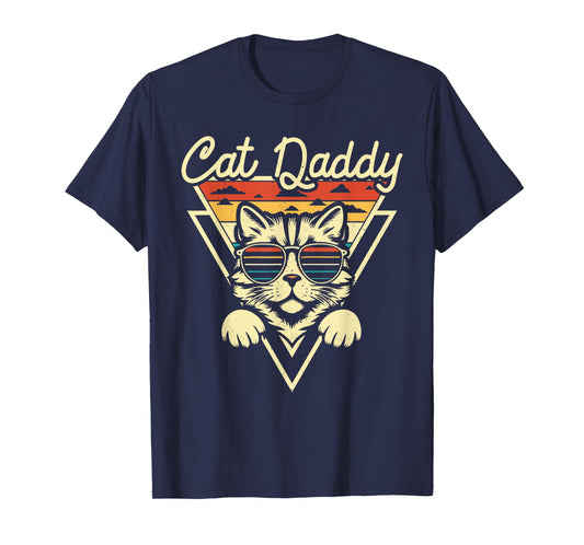 Cat Daddy Retro Sunglasses Cat Fur Dad Papa Vintage Cat Dad T-Shirt