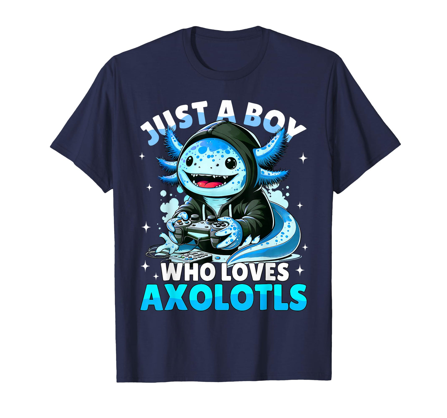 Just A Boy Who Loves Axolotls Kids Boys Cute Gamer T-Shirt