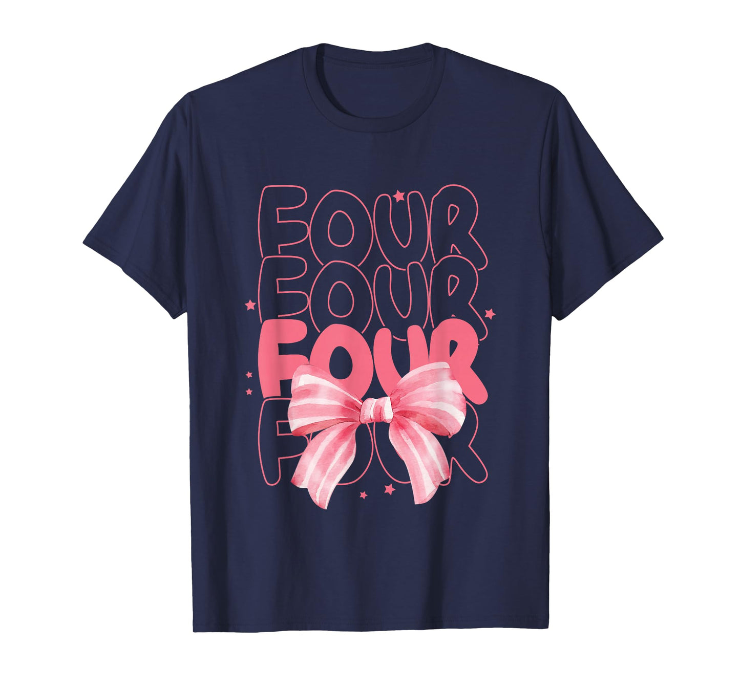 Four 4th Birthday Girls Coquette Bow 4 Years Old Fourth Bday T-Shirt