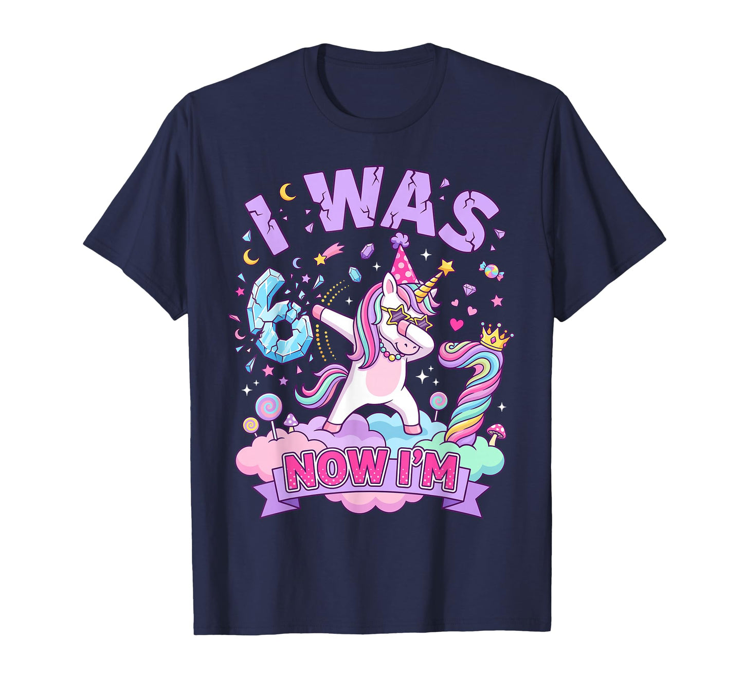 I was 6 Now I'm 7 Unicorn Girl 6 7 Birthday T-Shirt