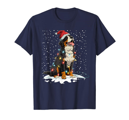 Bernese Mountain Dog Christmas Lights Pajama Men Women Kids T-Shirt