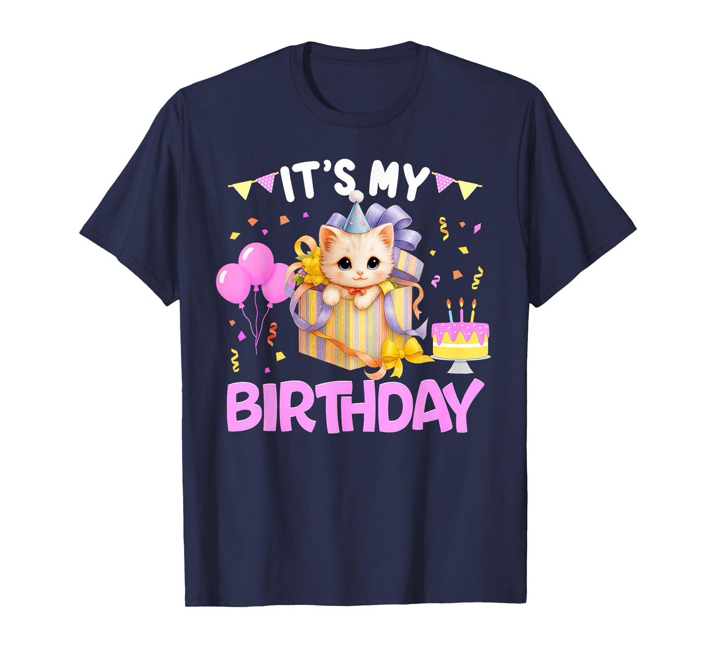 It's My Birthday Cat Lover Cute Girl Bday Family Party T-Shirt