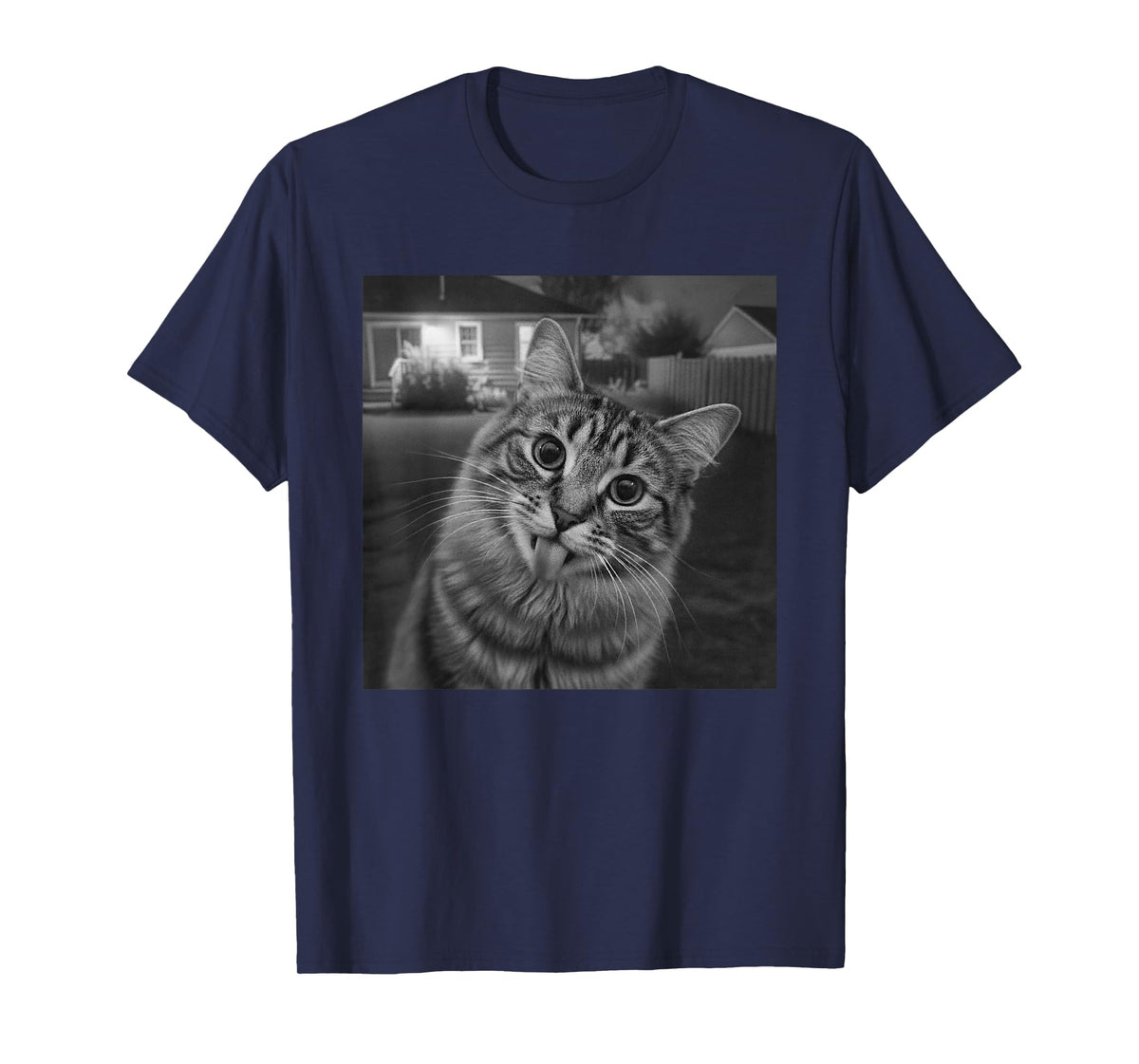 Funny Cat Sticks Out Tongue On Security Camera T-Shirt